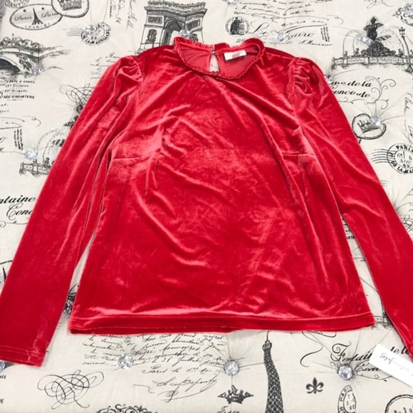 Maison Jules Puff-Sleeve Velvet Top - Picture 2 of 4